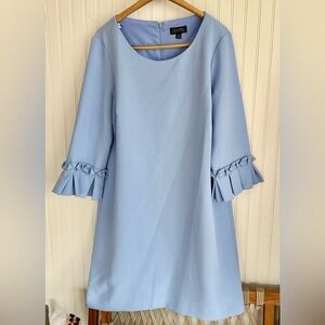 Tahari Light Blue Dress Size 12 with Ruffled Sleeves